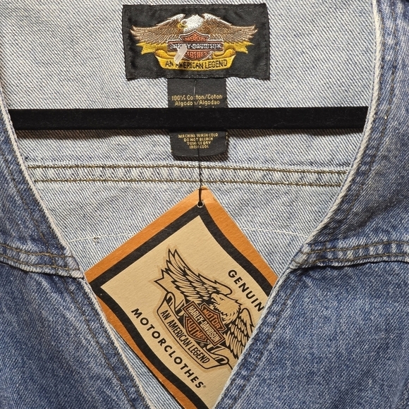 NWT Harley Davidson Motorcycle Women's Denim Jean Distressed Button Front Vest - Picture 5 of 9